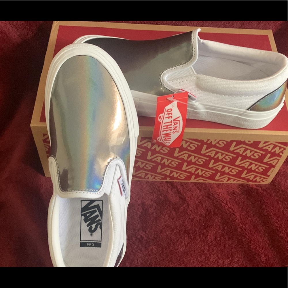 NWT Vans Unisex Slip-On Iridescent Silver …